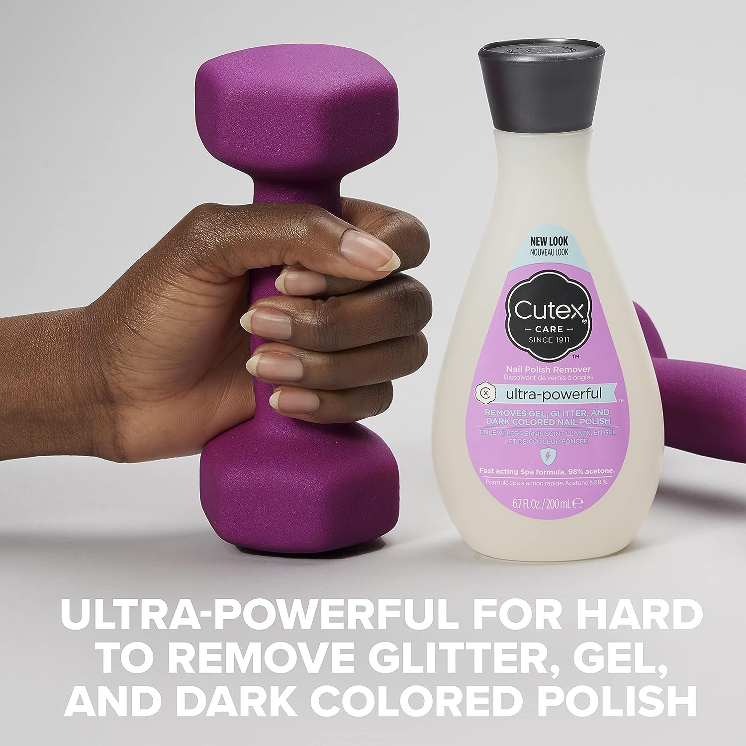Cutex Gel Nail Polish Remover, Ultra-Powerful &amp; Removes Glitter and Dark Colored Paints, Paraben Free, 6.76 Fl Oz