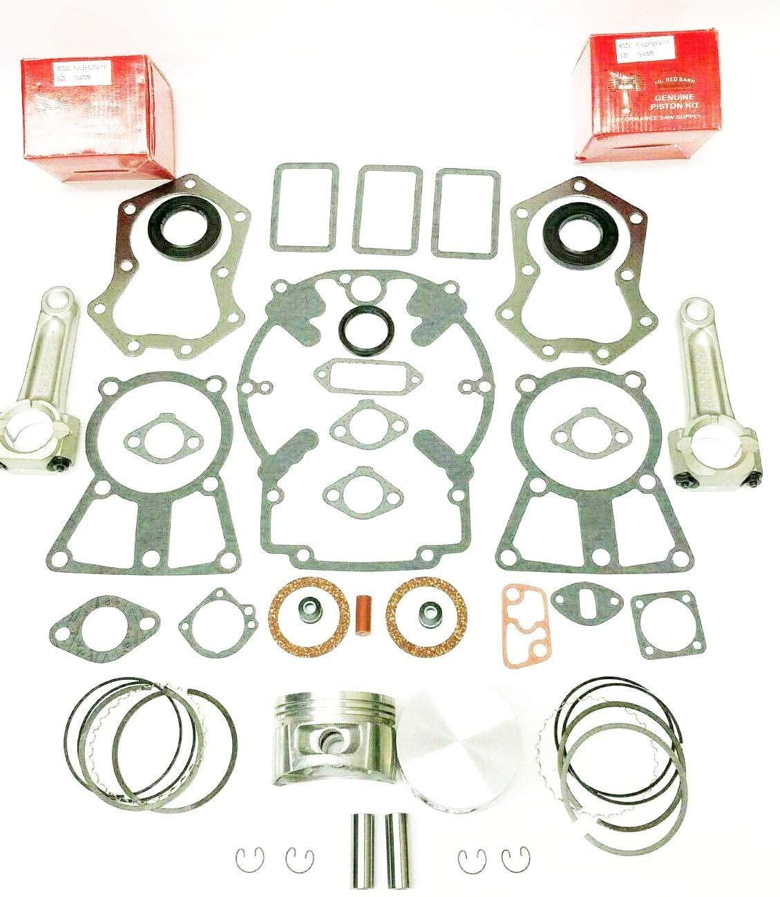 Lil Red Barn Engine Rebuild Kit Fits Kohler KT17, M18, MV16 Gasket Set, Includes Pistons & Rings and Connecting Rods
