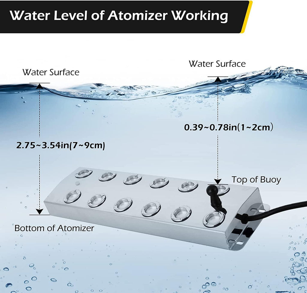 Dyna-Living Ultrasonic Mist Maker 12 Head Ultrasonic Pond Fogger 400W Humidifier Fog Machine Atomizing Plate with Buoy IP67 Waterproof Atomizer for Halloween Decoration Rockery Fishtank Landscape