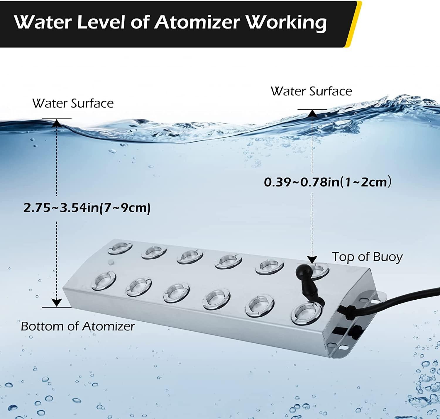 Dyna-Living Ultrasonic Mist Maker 12 Head Ultrasonic Pond Fogger 400W Humidifier Fog Machine Atomizing Plate with Buoy IP67 Waterproof Atomizer for Halloween Decoration Rockery Fishtank Landscape