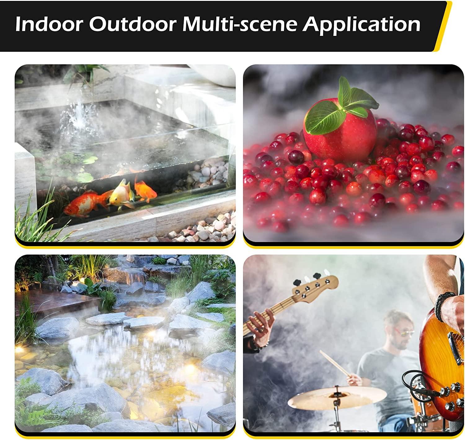Dyna-Living Ultrasonic Mist Maker 12 Head Ultrasonic Pond Fogger 400W Humidifier Fog Machine Atomizing Plate with Buoy IP67 Waterproof Atomizer for Halloween Decoration Rockery Fishtank Landscape