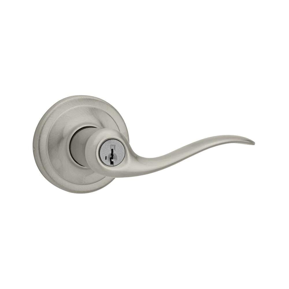 Tustin Satin Nickel Entry Door Lever featuring SmartKey Security