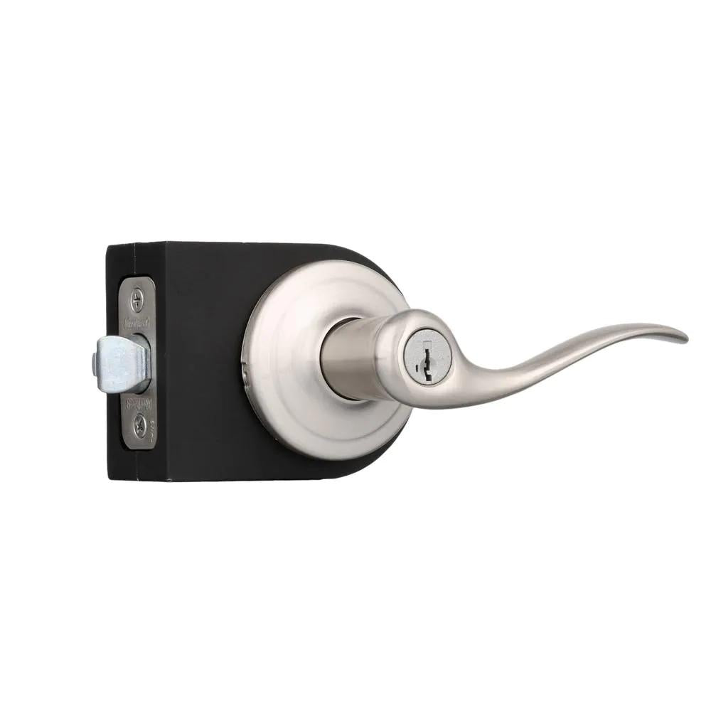 Tustin Satin Nickel Entry Door Lever featuring SmartKey Security