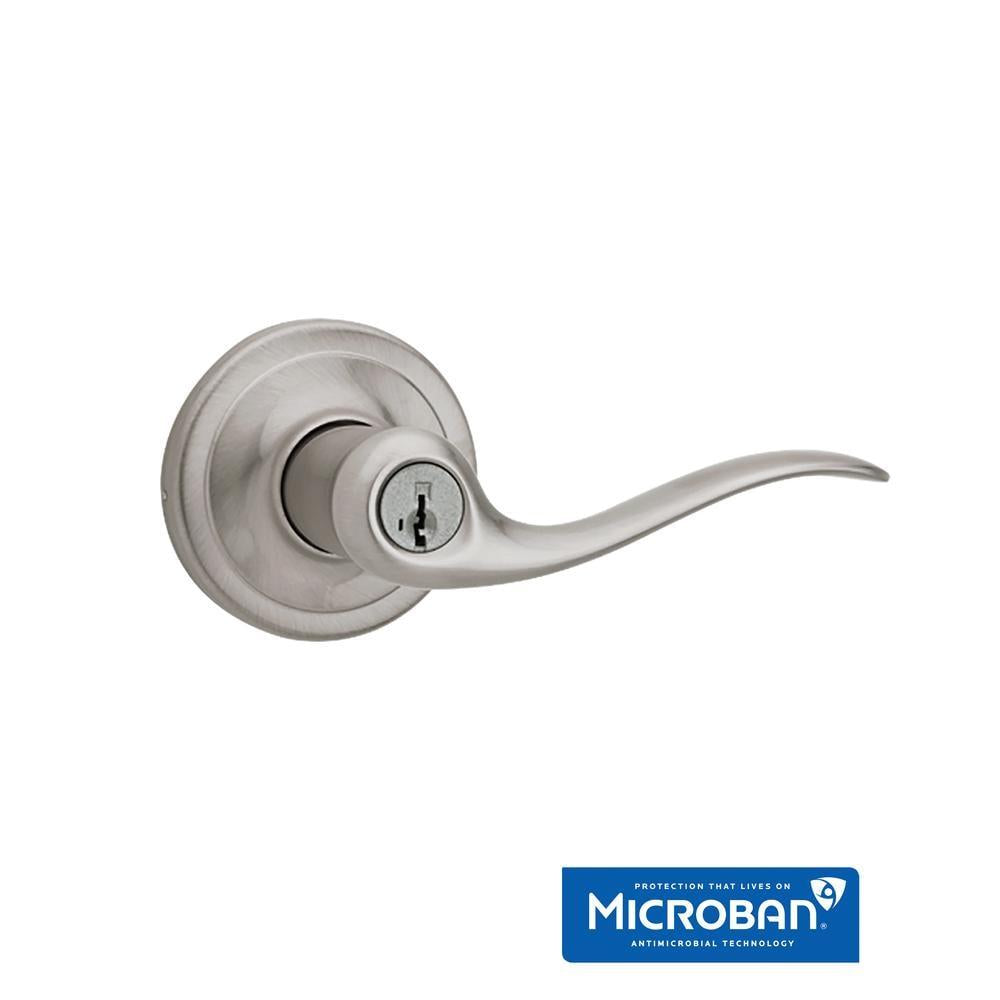 Tustin Satin Nickel Entry Door Lever featuring SmartKey Security