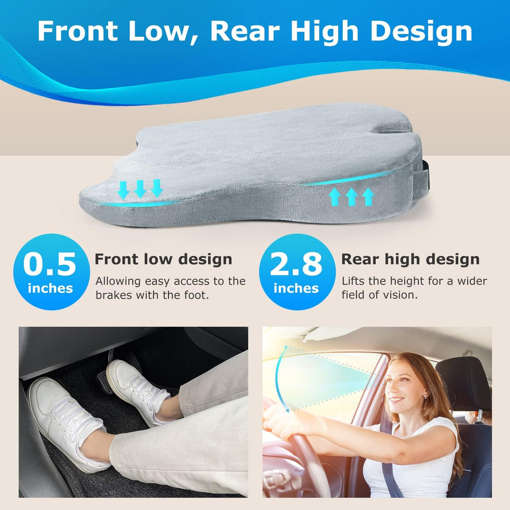 Dreamer Car Wedge Car Seat Cover Cushion,Memory Foam Automotive Seat Covers for Back, Coccyx, Tailbone Pain Relief (Velvet Cover, Gray)