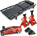 Power 6 Piece Car Jack and GaraCreeper Service Set, 2 Ton Vehicle Lift, Jackstands, Folding Creeper, Wheel Chocks, Car Repair GaraEquipment - 640816