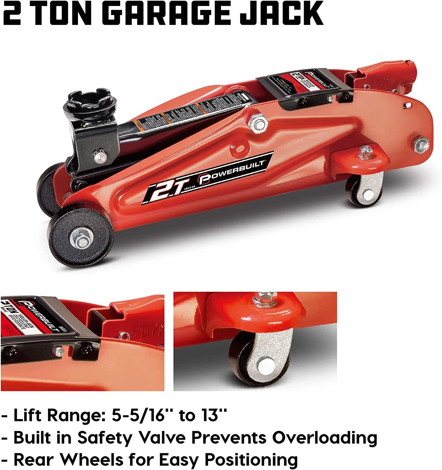 Power 6 Piece Car Jack and GaraCreeper Service Set, 2 Ton Vehicle Lift, Jackstands, Folding Creeper, Wheel Chocks, Car Repair GaraEquipment - 640816