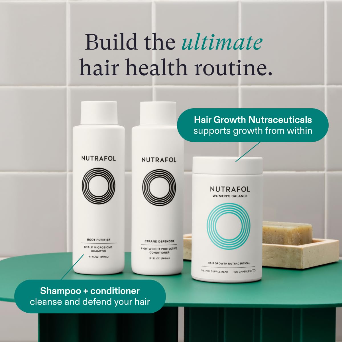 Nutrafol Women's Balance Hair Growth Supplements, Ages 45 and Up, Clinically Proven Hair Supplement for Visibly Thicker Hair and Scalp Coverage, Dermatologist Recommended - 1 Month Supply