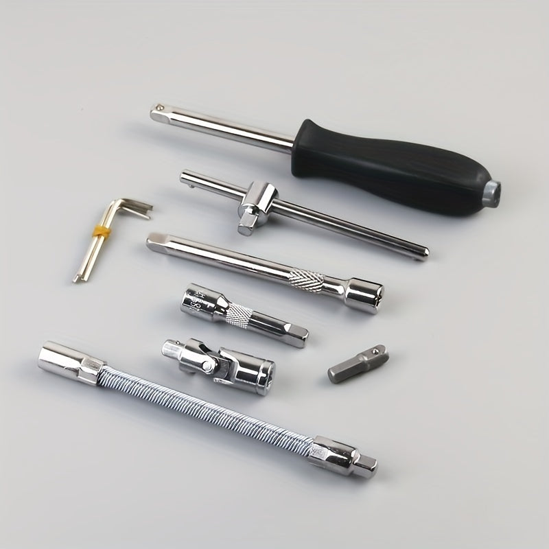 46pcs Car Repair Tool Kit: Ratchet Torque Wrench, Spanner, Screwdriver, Socket Set Combo - Perfect For Bicycle &amp; Auto Repairing!