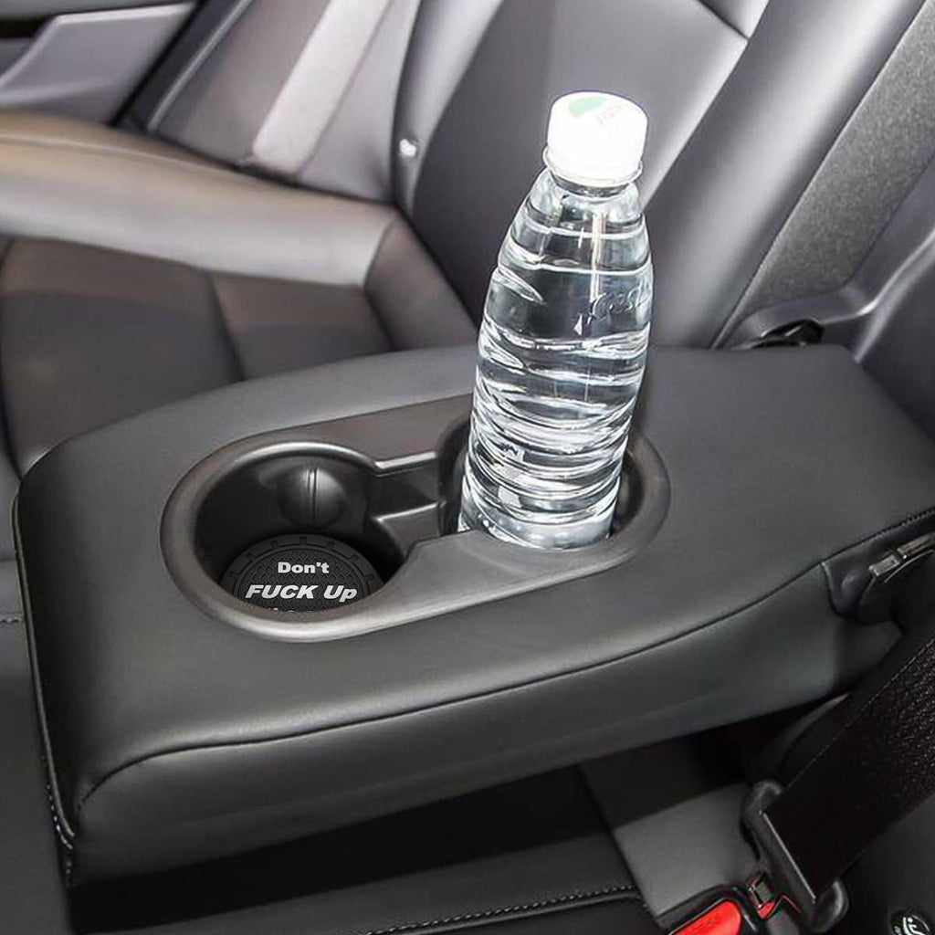 8sanlione Car Cup Coaster, 4Pcs 2.75 Inch Auto Cup Holder Insert Coasters, Non-Slip Waterproof Embedded Drink Mat, Automotive Interior Accessories for Men and Women (A Black/4PCS)