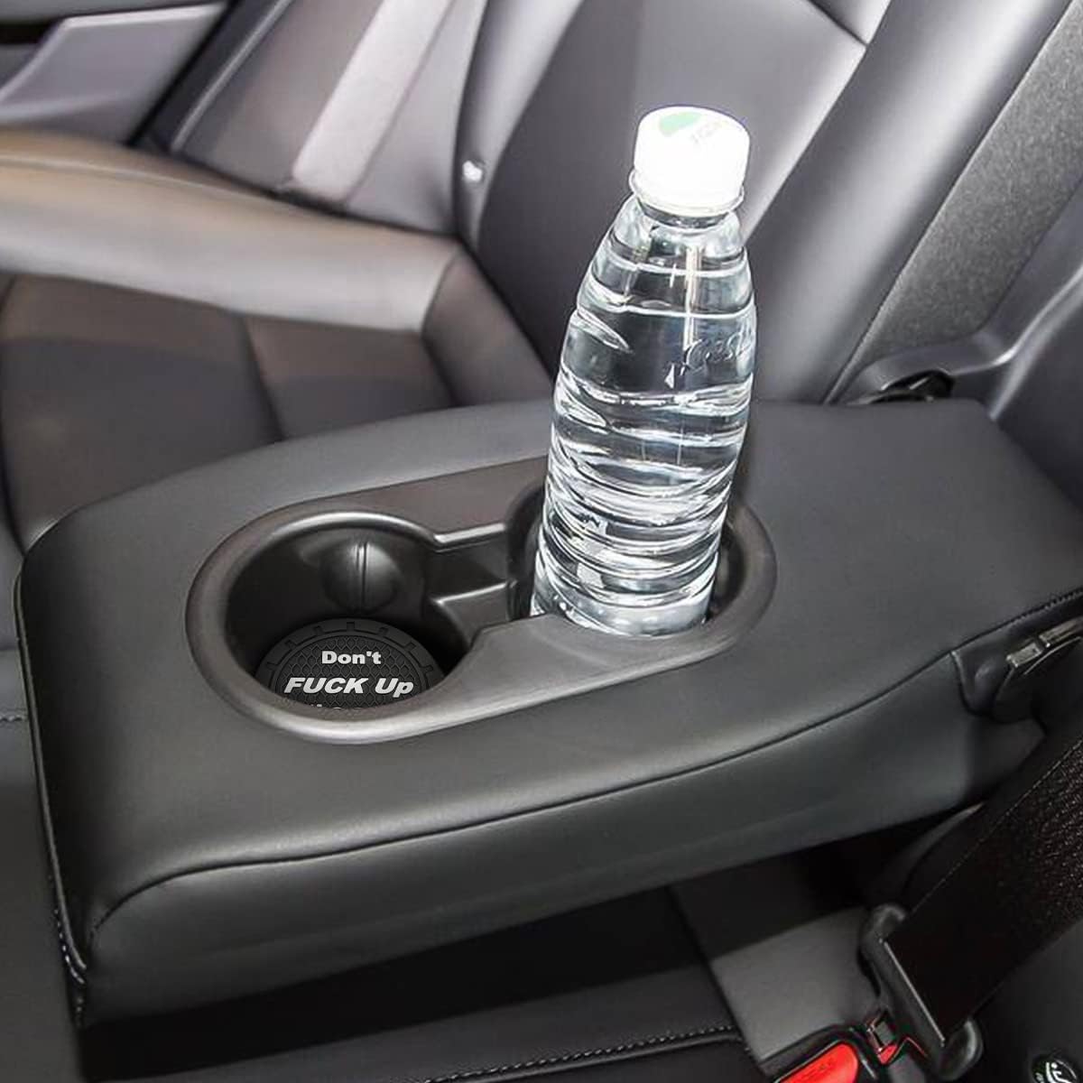 8sanlione Car Cup Coaster, 4Pcs 2.75 Inch Auto Cup Holder Insert Coasters, Non-Slip Waterproof Embedded Drink Mat, Automotive Interior Accessories for Men and Women (A Black/4PCS)