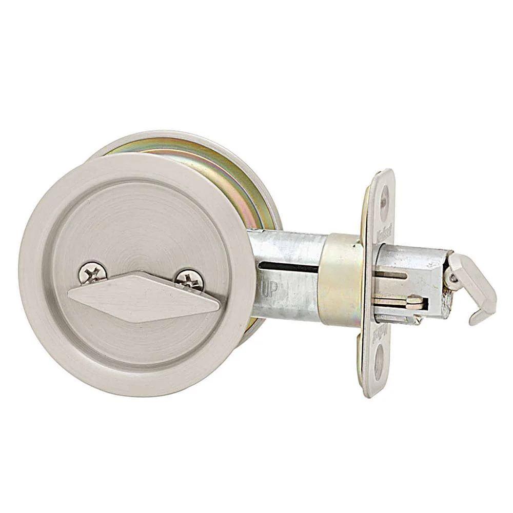 Round Satin Nickel Bed/Bath Pocket Door Lock