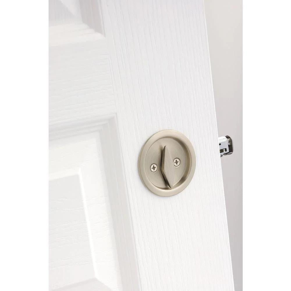 Round Satin Nickel Bed/Bath Pocket Door Lock