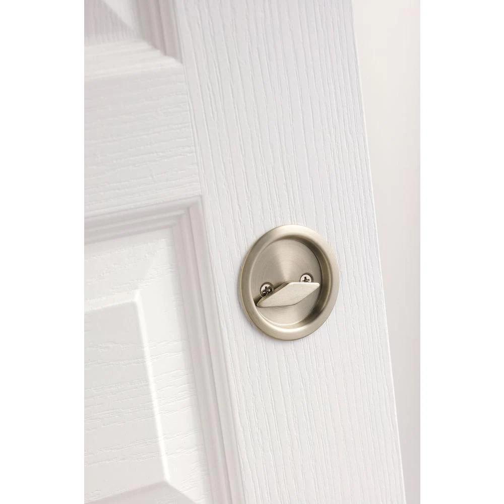 Round Satin Nickel Bed/Bath Pocket Door Lock