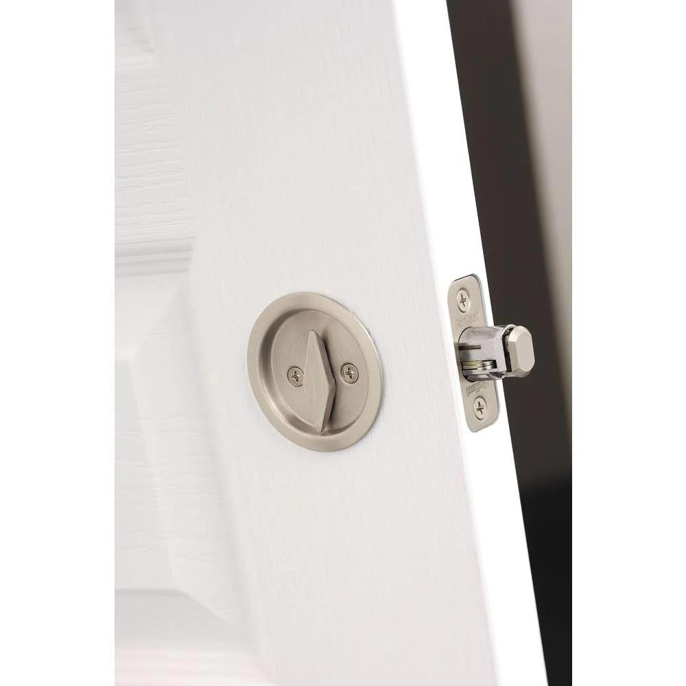 Round Satin Nickel Bed/Bath Pocket Door Lock