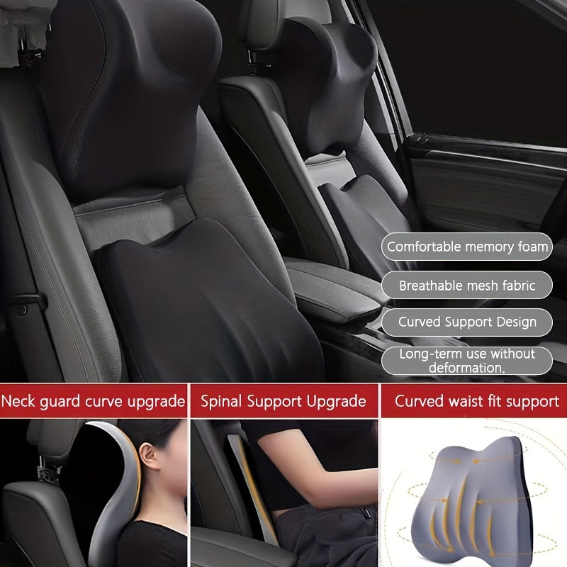 Car Headrest Lumbar Pillow High Rebound  Memory Foam Car Neck Pillow Waist Support High End Car Seat Pillow