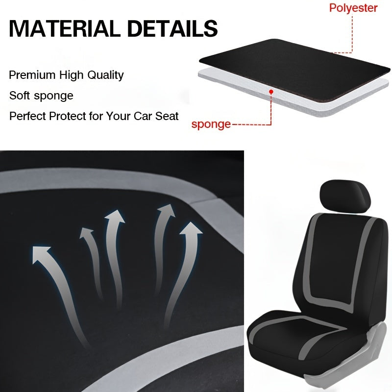Car Seat Covers Full Set, Polyester Gray Purple Black Blue Red Purple Car Seat Cushion Universal Car Seat Protector Car Decoration Airbag Safe