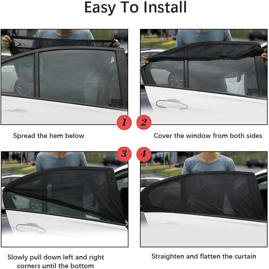 GOLDFLOWER Car Window Shade, 2 Pack Car Back Window Sun Shade, and Privacy Protect for Toddler Kids Baby Adult, Double Layer  (Large 49"x22")