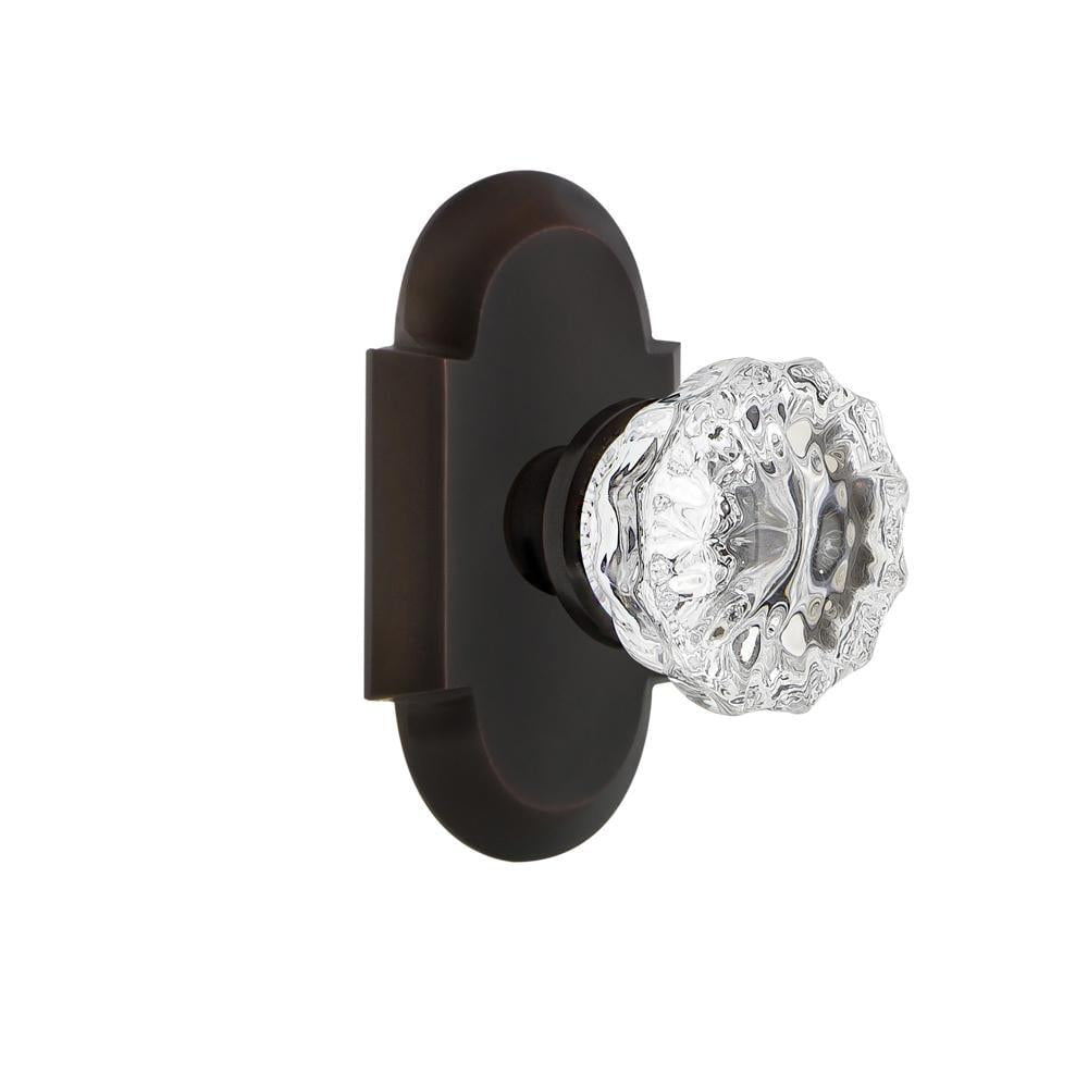 CottaPlate 2-3/8 in. Backset Timeless Bronze Privacy Bed/Bath Crystal Glass Door Knob