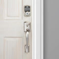 Aura Satin Nickel Single Cyl. Elec. BT Keypad Smart Lock Deadbolt Feat SmartKey Security/Avalon Handle and Tustin Lever