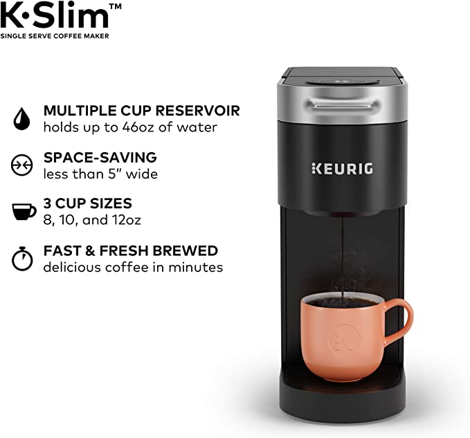 keurig k- slim single serve k-cup pod coffee maker, multistream technology, black