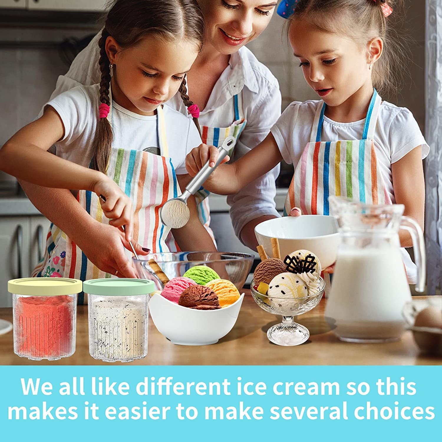 Ninja XSKPNTLD2 Creami Deluxe Pints 4 Pack, Compatible with NC500 Series Creami  eluxe Ice Cream Makers, BPA-Free & Dishwasher Safe