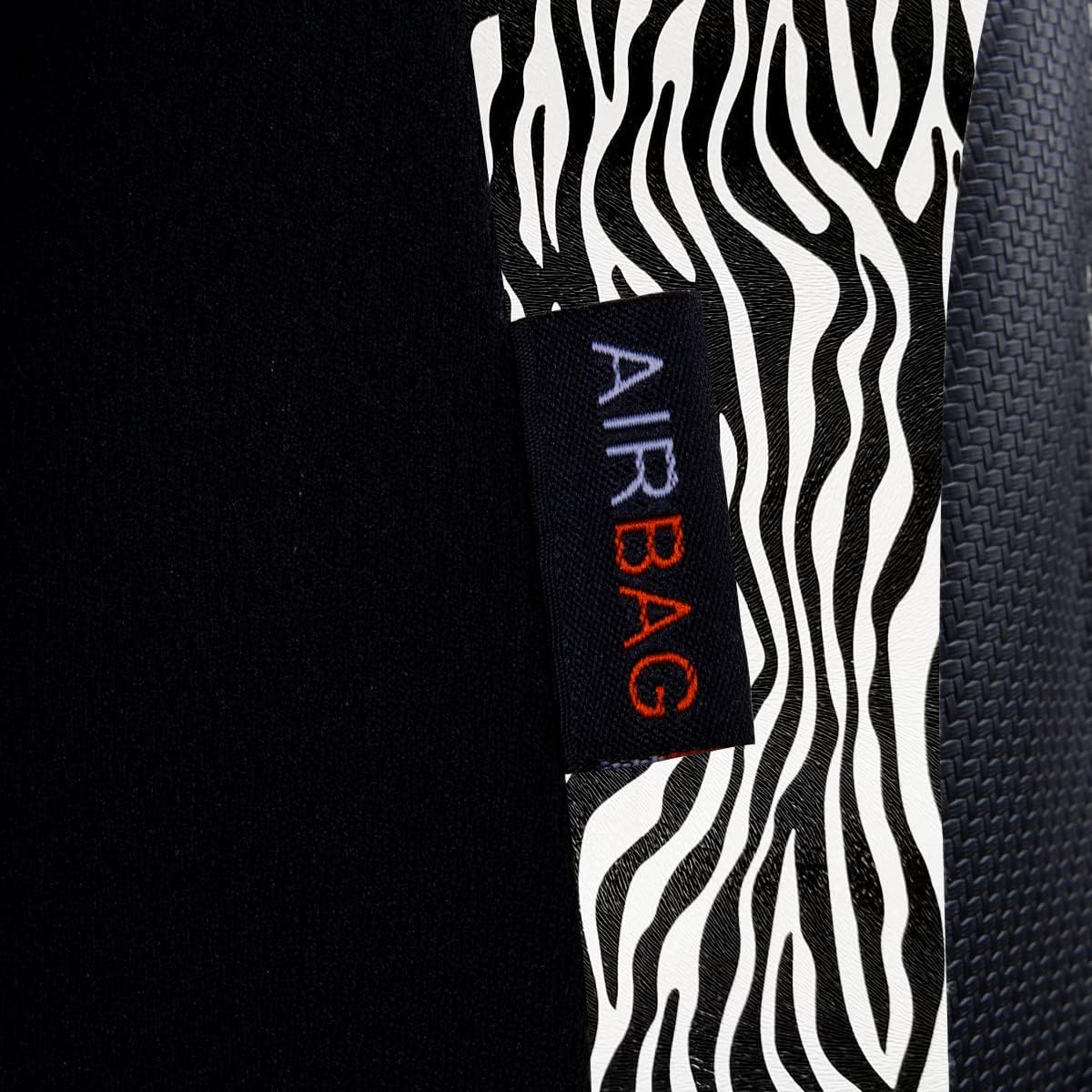 Flying Banner car seat Covers Protects Zebra Printing Velvet Faux Leather Carbon Fiber Front and Rear Bench Full Set (Zebra Black, Full Set - 8PCS)