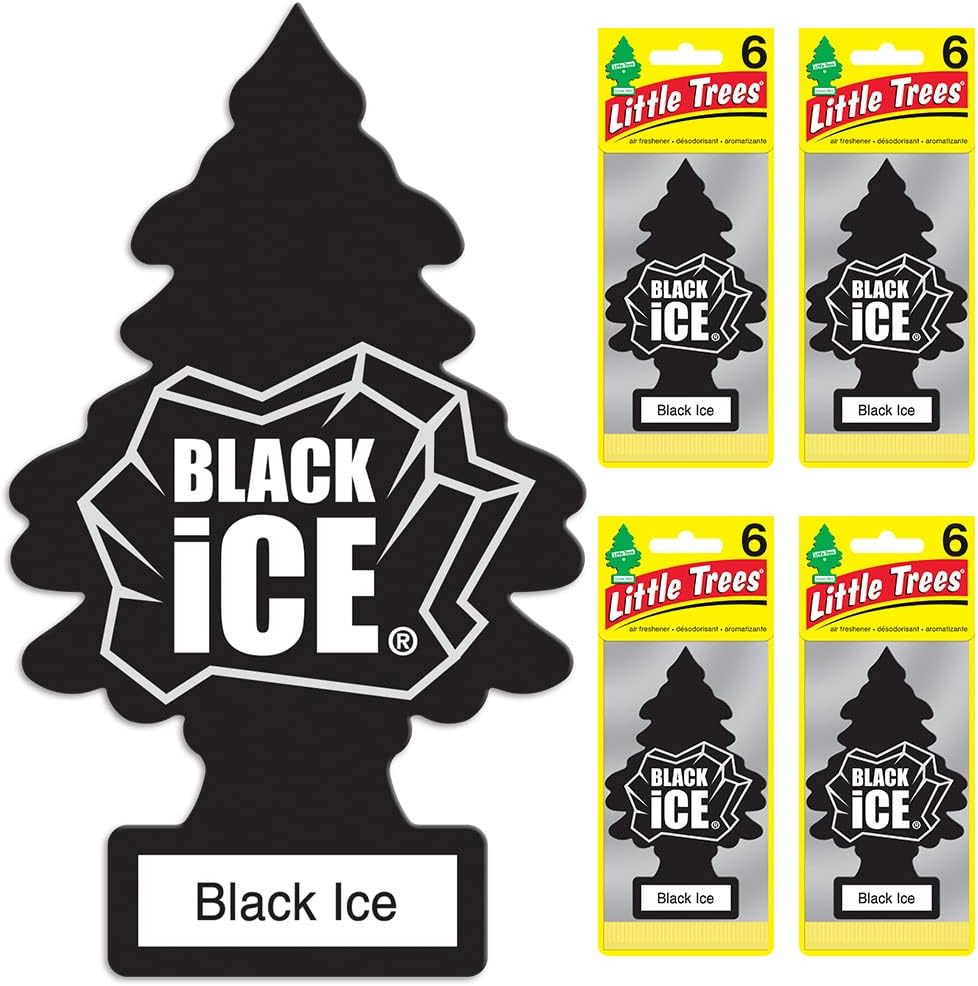 LITTLE TREES Air Fresheners Car Air Freshener. Hanging Tree Provides Long Lasting Scent for Auto or Home. Black Ice, 24 Air Fresheners