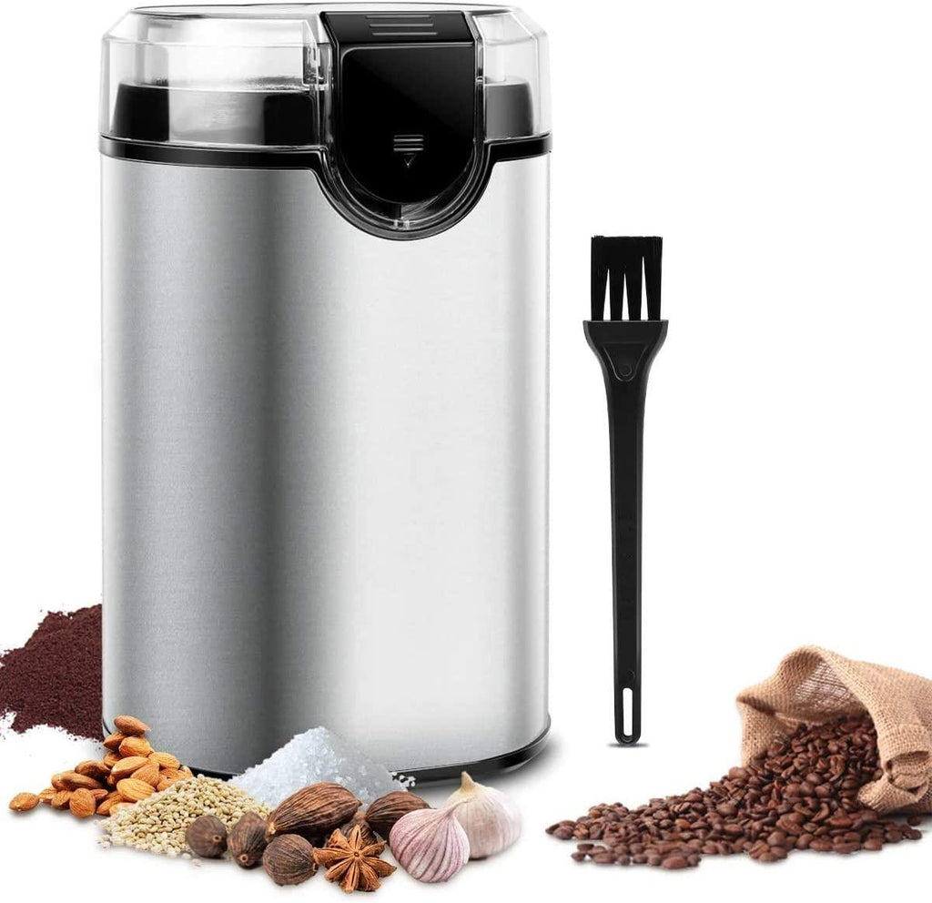 Keenstone Coffee Grinder, Electric Coffee Bean Grinder, Stainless Steel Spice Mill Grinder with Noiseless Motor, Cleaning Brush for Grinding Spices, Pepper, Herbs, Nuts (150W 70g /2.5oz Capacity)