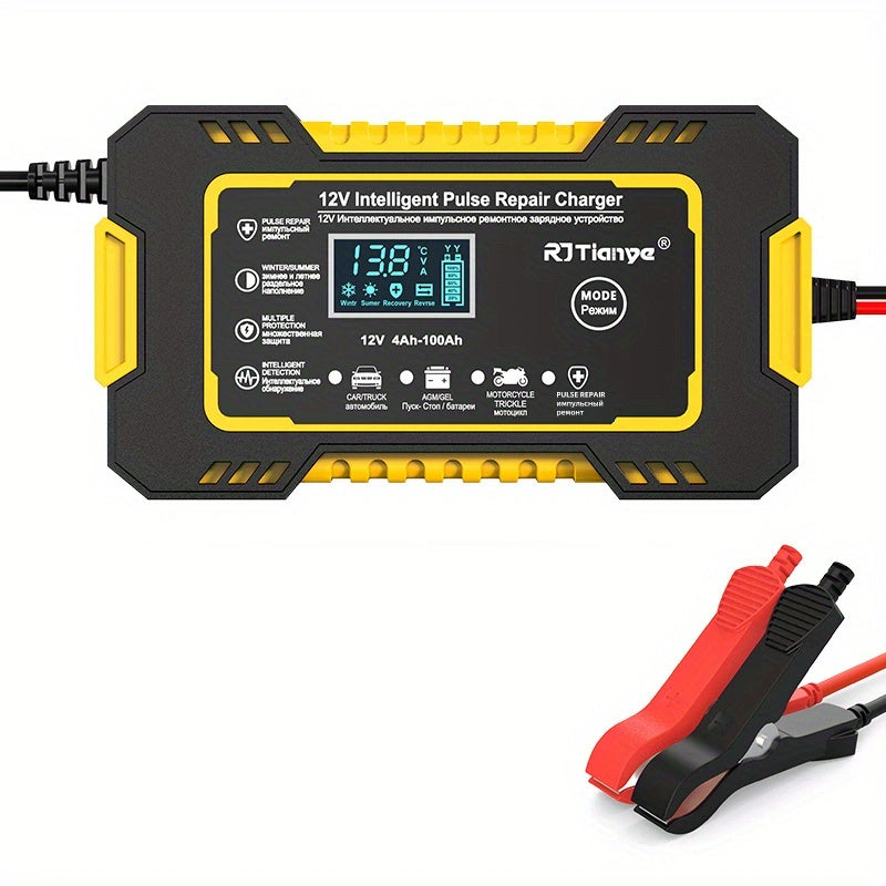 Car Battery Charger, 12V 4Ah-100Ah Smart Battery Trickle Charger Automotive Battery Maintainer Desulfator With Temperature Compensation