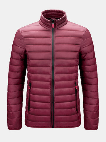 mens zip front quilted solid basic padded puffer jackets with pocket