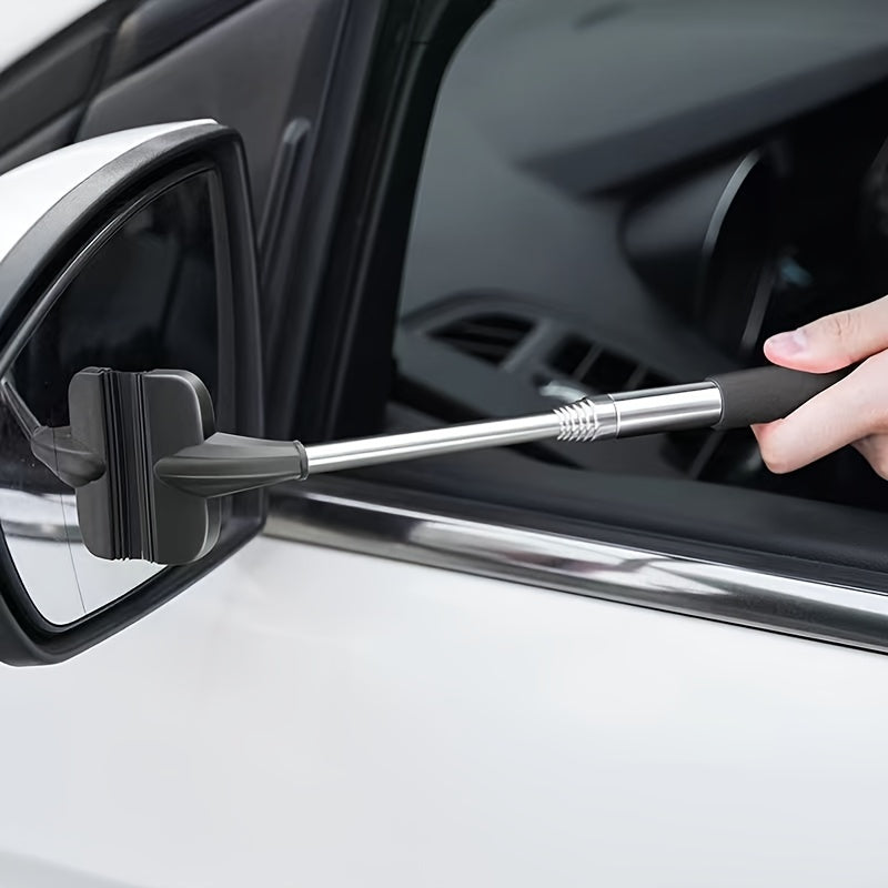 2-in-1 Retractable Portable Wiper: Perfect for Cleaning Car Rearview Mirrors, Gas Station Windows, Shower Glass &amp; Windshields!