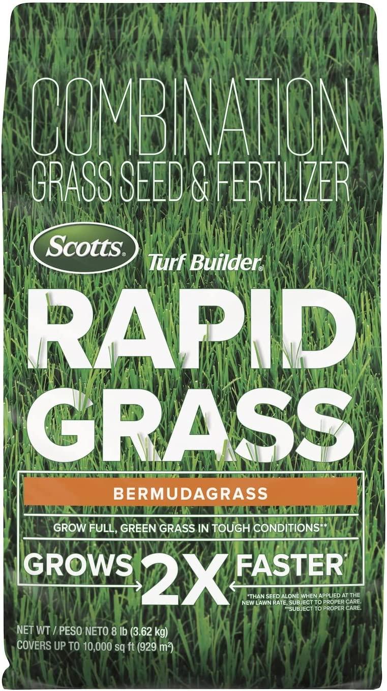 Scotts Turf Builder Rapid Grass Bermudagrass - Combination Seed and Fertilizer, 8 lbs., Covers Up to 10,000 sq. ft.