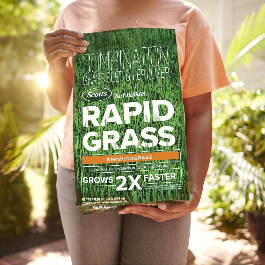 Scotts Turf Builder Rapid Grass Bermudagrass - Combination Seed and Fertilizer, 8 lbs., Covers Up to 10,000 sq. ft.