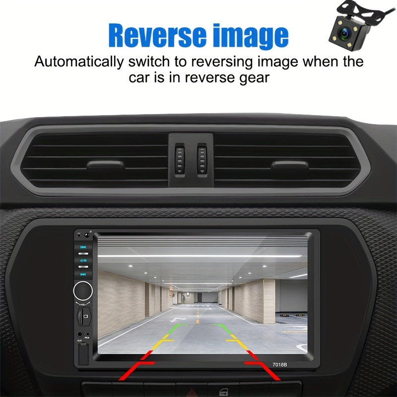 Car Audio System With This 7-inch Dual Spindle Universal LCD Touch Screen Stereo Radio Includes Rear View Camera USB/AUX/FM Remote Control MP4 Player