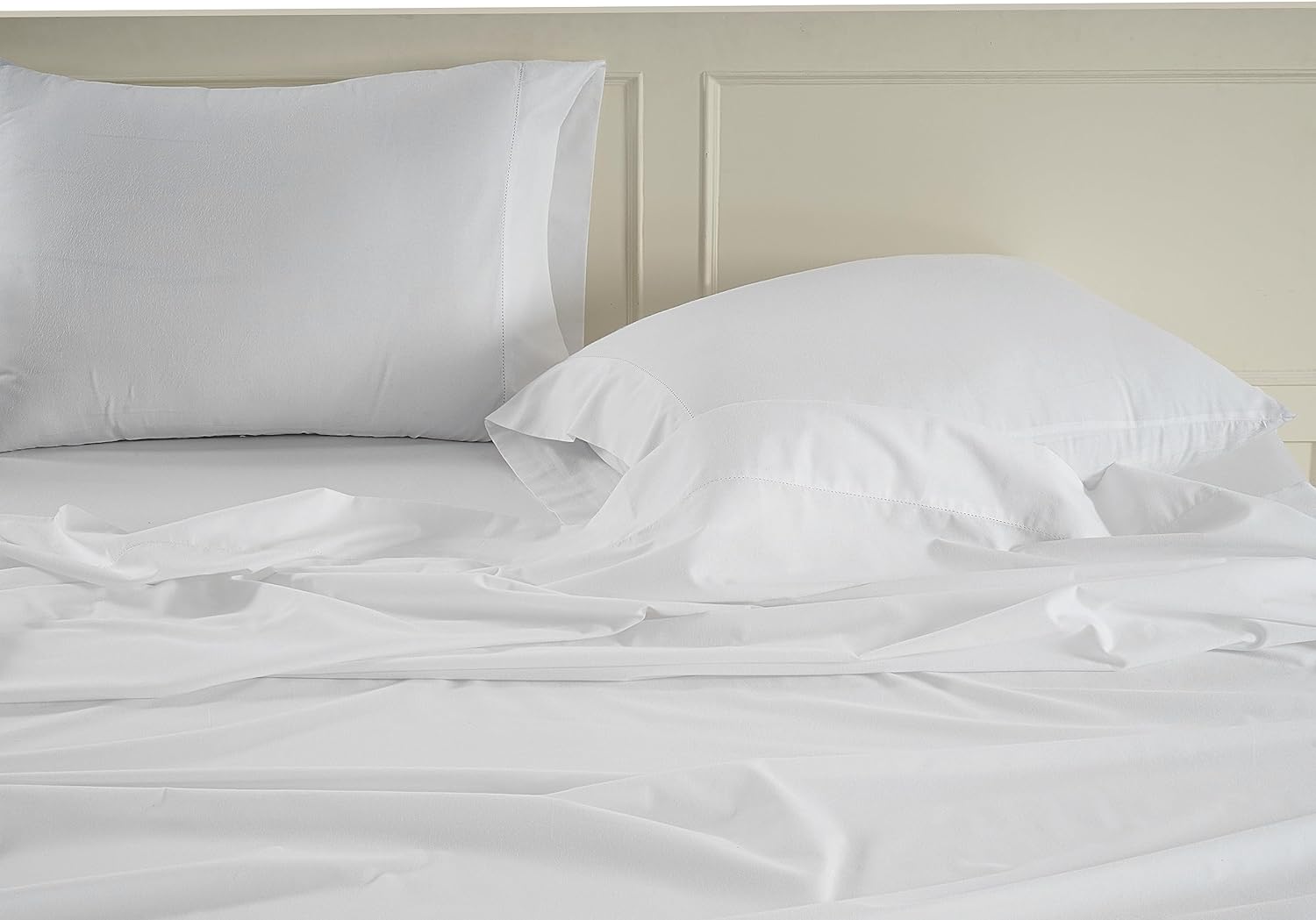 LANE LINEN Organic Cotton White Twin Sheets Set, 3-Piece Pure Organic Cotton Percale Sheets,Twin Sheets, Ultra Soft Bedding Sheets, Fits Mattress Upto 15" Deep - White