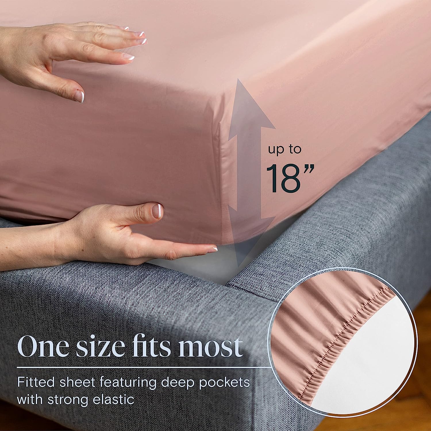 LuxClub 6 PC Full Size Sheet Set Bamboo Sheets Deep Pockets 18" Eco Friendly Wrinkle Free Cooling Sheets Machine Washable Hotel Bedding Silky Soft - Pearl Pink Full