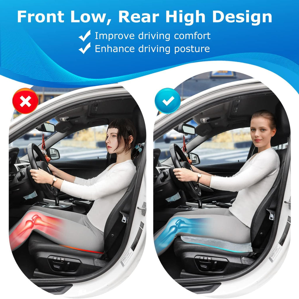 Dreamer Car Wedge Car Seat Cover Cushion,Memory Foam Automotive Seat Covers for Back, Coccyx, Tailbone Pain Relief (Velvet Cover, Gray)