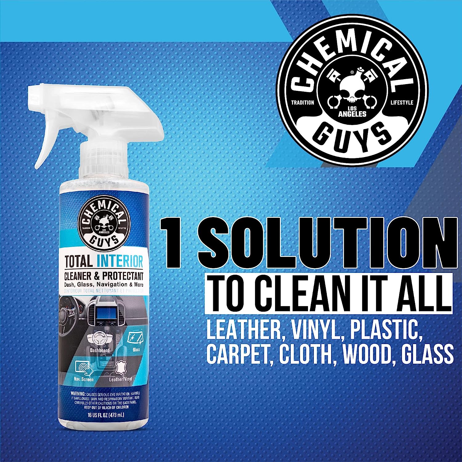 Chemical Guys SPI2201602 Total Interior Cleaner and Protectant, Safe for Cars, Trucks, SUVs, Jeeps, Motorcycles, RVs &amp; More, 16 fl oz, (2 Pack)