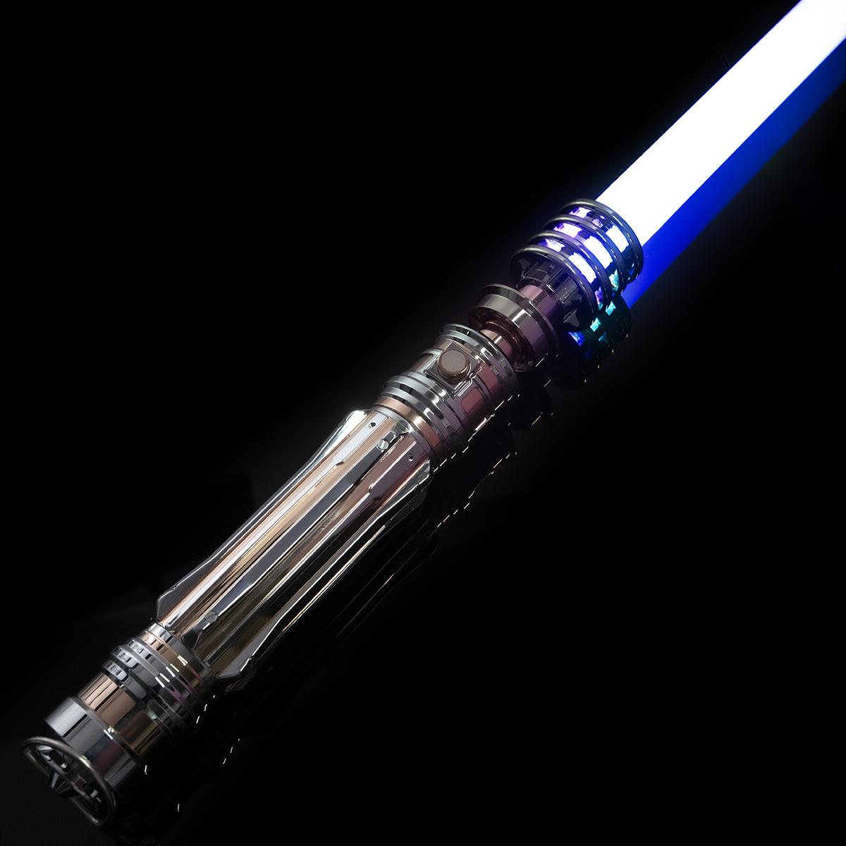 Zias LO Princess NeoPixel Light with Xenopixel 2.0 Soundboard - Silver Metal Hilt Star Wars Princess Leia Organa Light  Sword - Strip LED with 12 Preset Colors and Smooth Swing Sounds