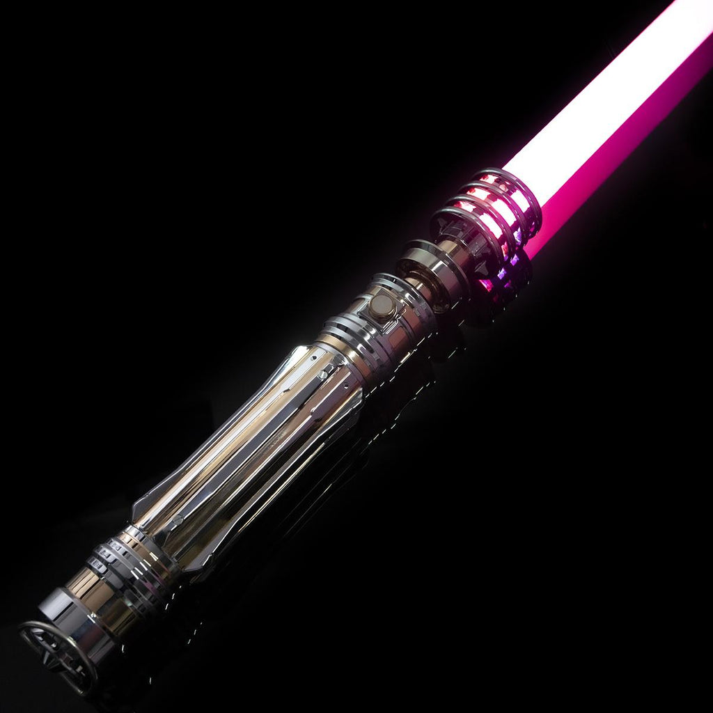 Zias LO Princess NeoPixel Light with Xenopixel 2.0 Soundboard - Silver Metal Hilt Star Wars Princess Leia Organa Light  Sword - Strip LED with 12 Preset Colors and Smooth Swing Sounds