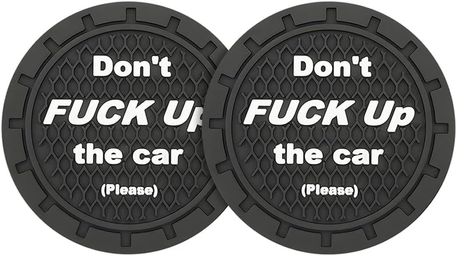 8sanlione 2 Pack Car Cup Holder Coasters, 2.75 Inch Non-Slip PVC Insert Cup Coaster, Anti-Scratch Auto Cup Mats for Women Men, Vehicle Interior Accessories Universal for Car, SUV, Truck (C Black/2PCS)