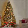 Easyfashion Clear Prelit Incandescent Green Spruce Christmas Tree, 7.5'