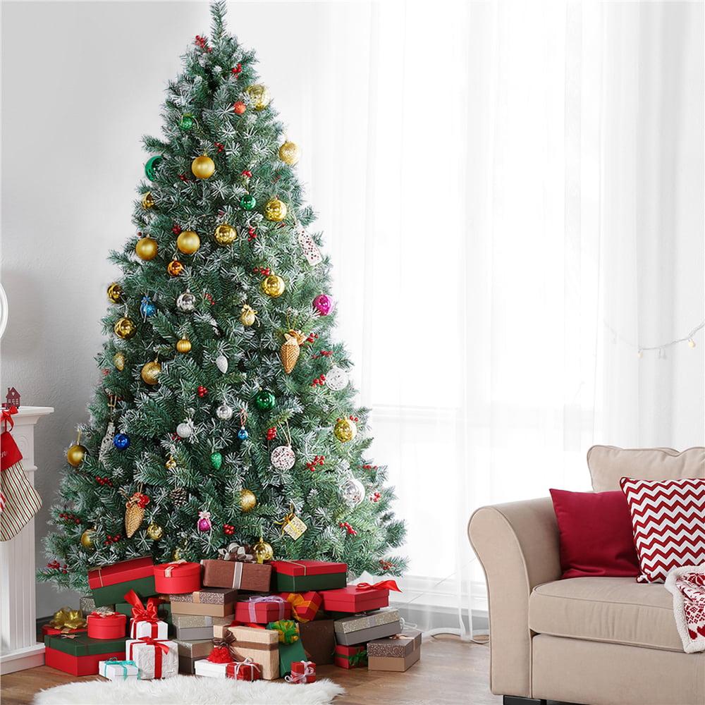 Easyfashion Clear Prelit Incandescent Green Spruce Christmas Tree, 7.5'