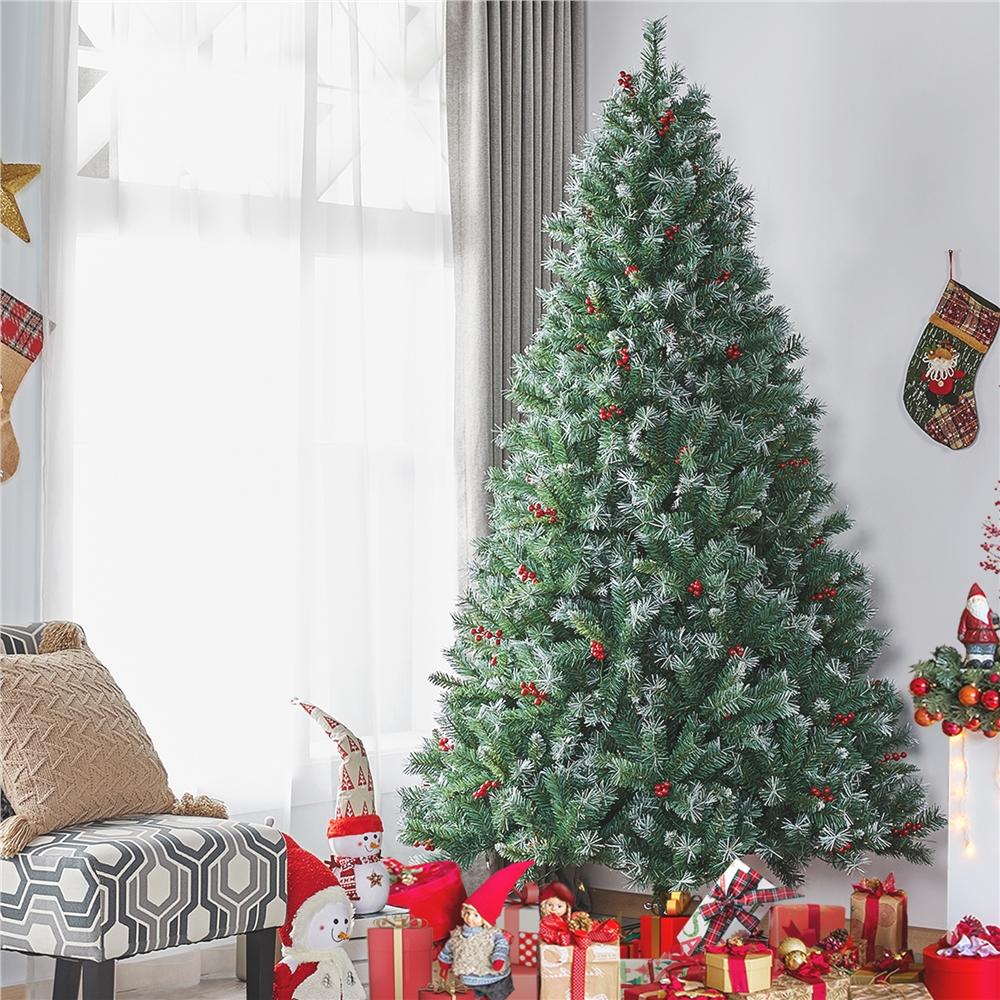 Easyfashion Clear Prelit Incandescent Green Spruce Christmas Tree, 7.5'