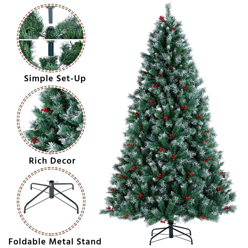 Easyfashion Clear Prelit Incandescent Green Spruce Christmas Tree, 7.5'