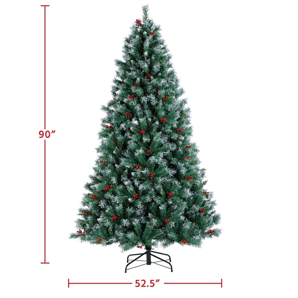 Easyfashion Clear Prelit Incandescent Green Spruce Christmas Tree, 7.5'
