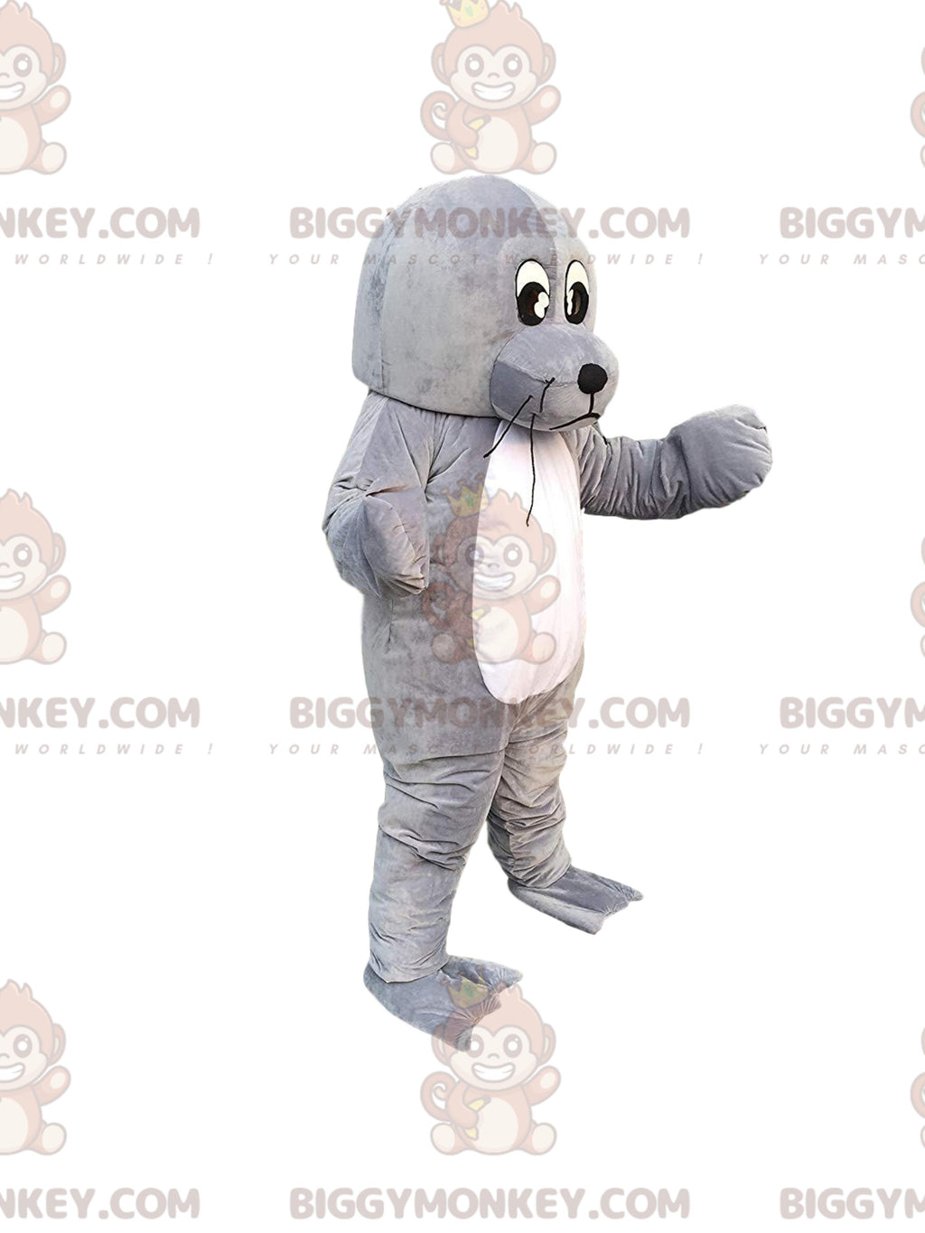 BIGGYMONKEYmascot costume sea lion, giant gray sea lion, sea lion costume