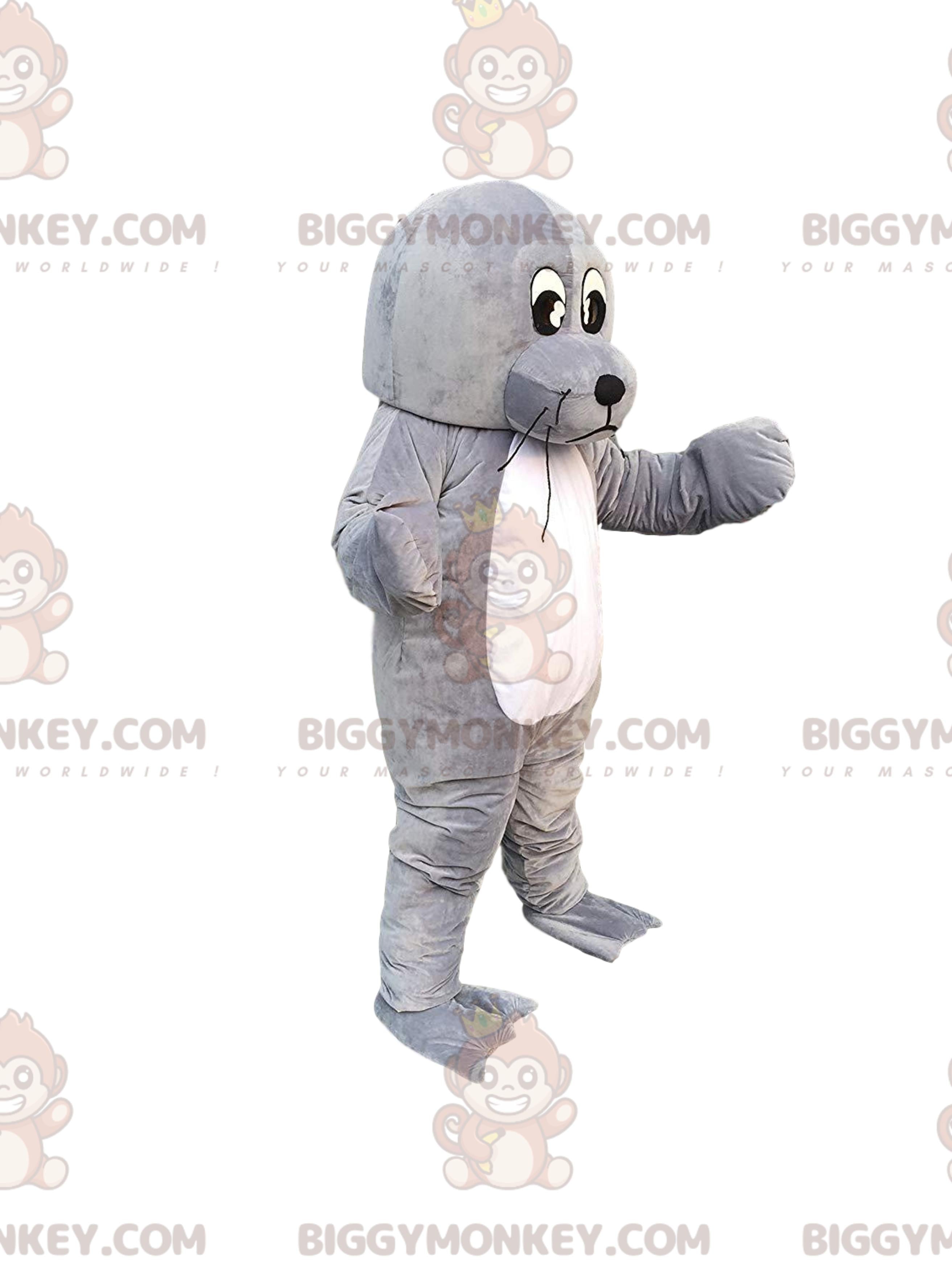 BIGGYMONKEYmascot costume sea lion, giant gray sea lion, sea lion costume