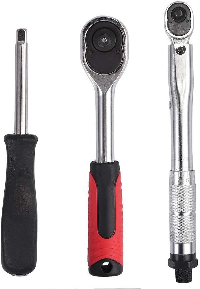 SGZYJ 1/4" 5-25Nm Ratchet Torque Wrench Square Drive Click Car Hand Tool Adjustable 46 Pcs Hand Tools for Car Bike Repair Tool